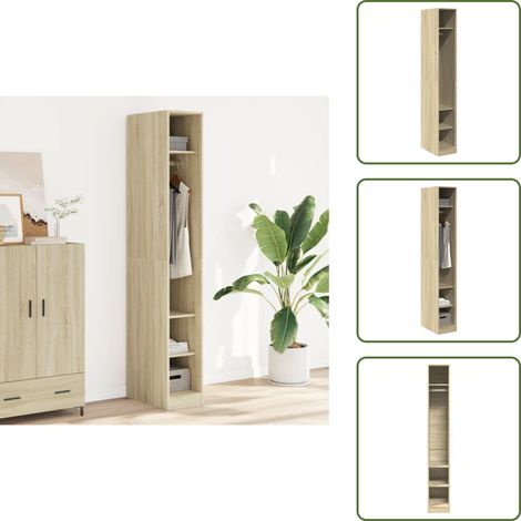 Kleiderschrank Sonoma-Eiche 30x50x200 cm Holzwerkstoff - Kleiderschrank - Kleiderschränke - Schrank - Kleidung Organizer (1/5)