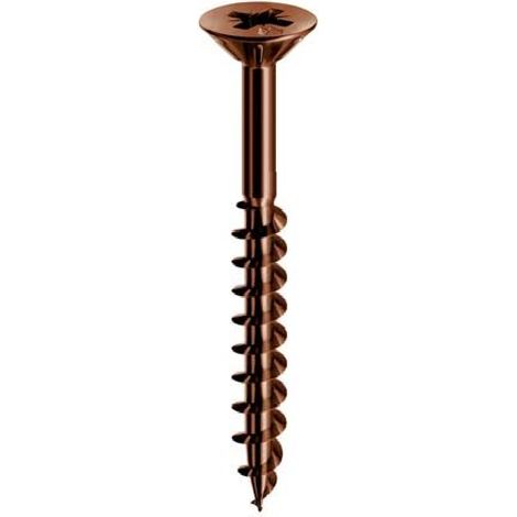 Confezione 200 viti per legno Mod. 05052 4x60 mm T.S.P. parzialmente filettata in acciaio bronzato testa svasata per pannelli di legno truciolare conglomerato (1/2)