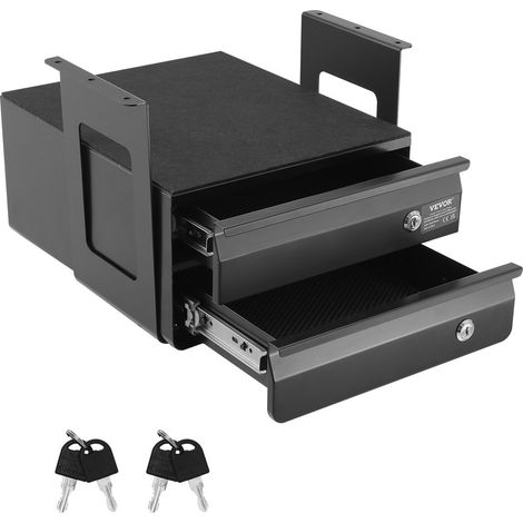 Tiroir Coulissant sous Bureau, 365x335x250 mm, Tiroir Organisateur de Rangement de Bureau Caché Verrouillable, Capacité de Charge 5 kg, pour Maison sous Table, Poste de Travail Assis-debout (1/5)