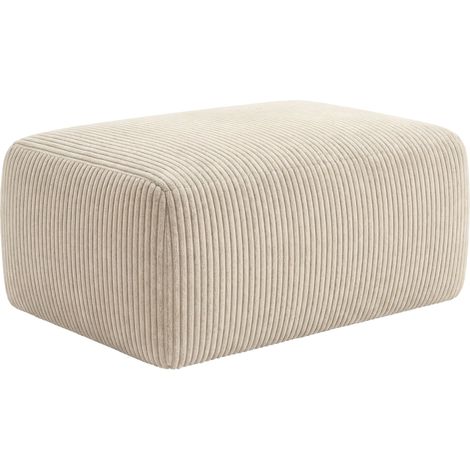 OLYMPE - Pouf en petit velours côtelé Beige 100x68x42 cm