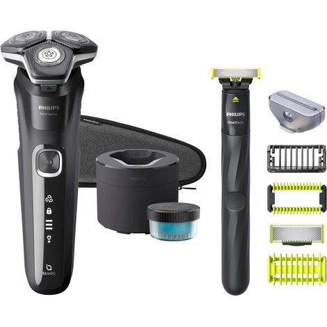 Philips S5898-79 Shaver Series 5000 Rasoio elettrico rotativo Wet and Dry 3 testine autonomia 60 min colore Cromo (1/4)