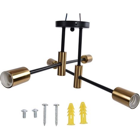 Plafonnier à 4 Lampes Nordic Moderne Minimaliste Rotation à 360° Réglable Plafonnier en Fer Forgé E27 Créatif pour Salle à Manger Salon Cuisine Bureau Chambre 110‑220V (1/5)