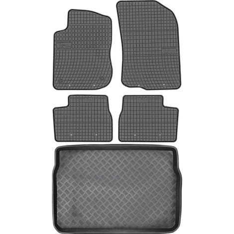Ensemble de tapis de sol en caoutchouc pour Peugeot 208 I GTI Hatchback (2013-2019) + tapis de coffre