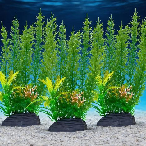 Aquarium Decoration Plante,3 Grandes Plantes Vertes (1/5)