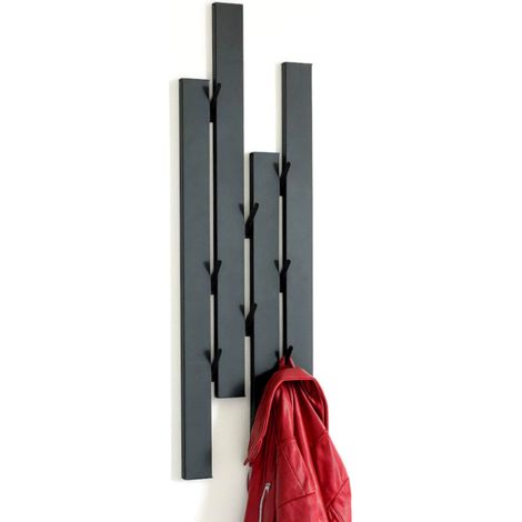 DanDiBo Garderobe Wand Schwarz Metall 96642 Wandgarderobe mit 8 Haken Schmal Flurgarderobe Modern Hakenleiste Garderobenhaken (1/5)