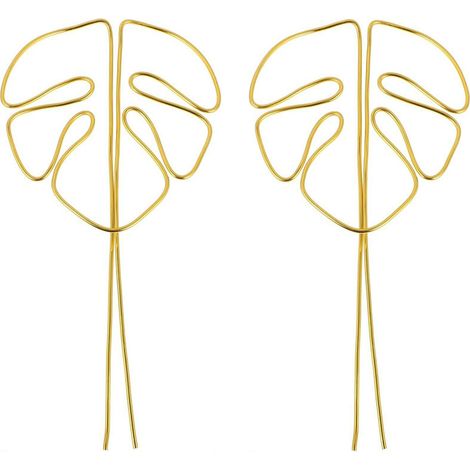 Juego de 2 soportes para plantas, de 28 x 15 cm, de acero inoxidable color dorado, para plantas de interior y trepadoras (tipo Monstera). (1/5)