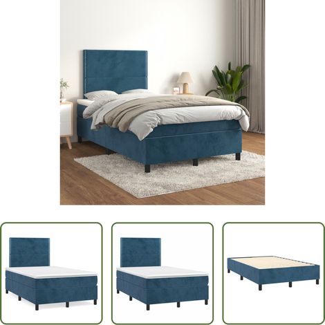 Samtbett - Boxspringbett mit Matratze Dunkelblau 120x200 cm Samt (1/5)