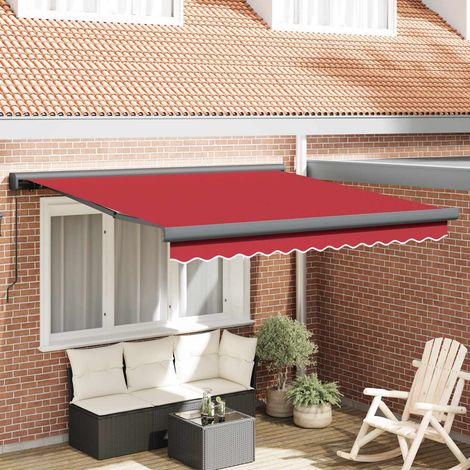 Einziehbare Markise Rot 350 x 250 cm Stoff und Metall