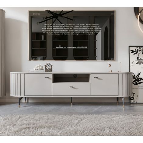 Meuble TV SENTO - 180x40x49 cm - 2 portes et tiroir - Cachemire (1/5)