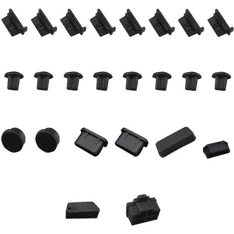 Lot de 24 bouchons anti-poussière en silicone pour ports de carte mère d'ordinateur-10X1X1CM-Black