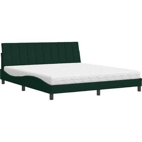 Maison Exclusive - Letto con Materasso Hanko Verde Scuro 180x200 cm in Velluto (1/5)