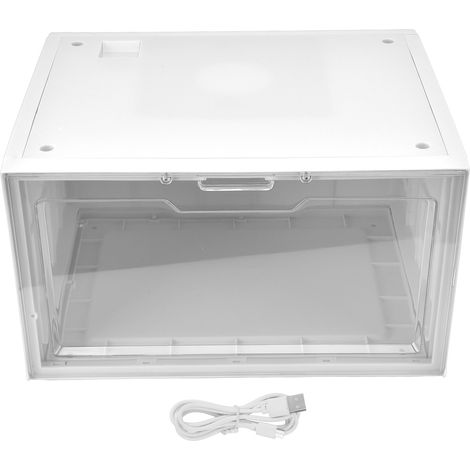 boîte de rangement-Boîte de rangement pour chaussures avec LED et contrôle vocal, porte transparente, montable en pile (1/4)