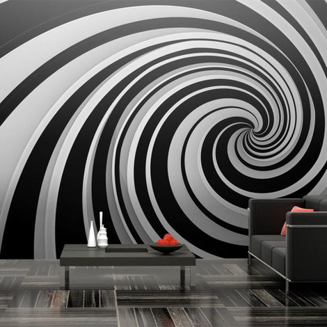 Papier Peint XXL "Black & White Swirl" 270x550cm (1/2)