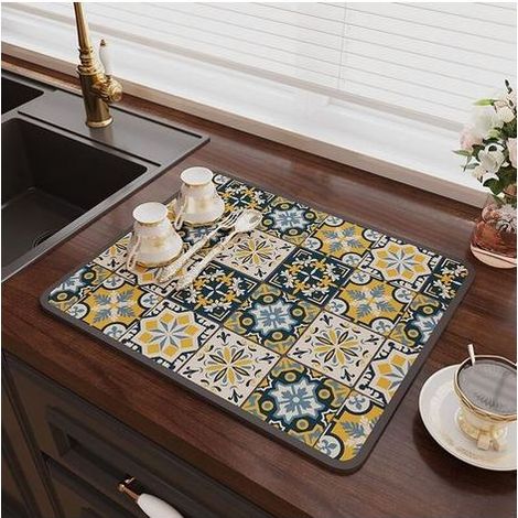 Tapis Égouttoir Vaisselle. Tapis de Séchage Vaisselle Super Absorbant. Tapis Évier Cuisine en Nanofibres à Séchage(30 x 40cm) (1/5)