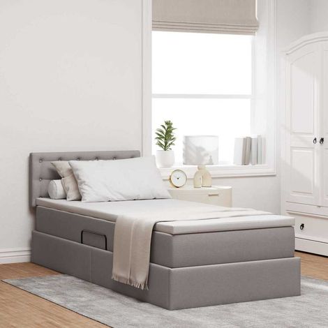 Cama de almacenamiento LED con colchón Topo 90 x 190 cm Tela