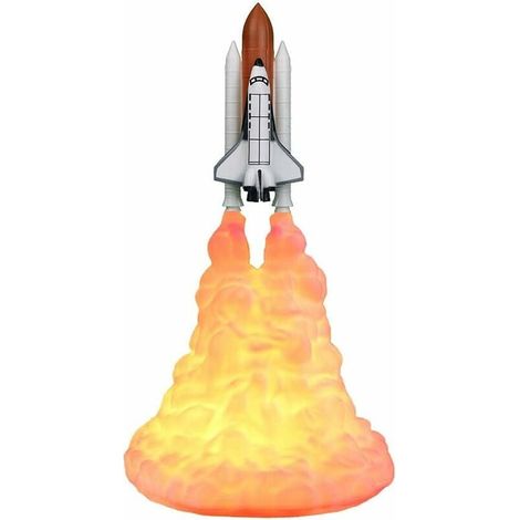 Lmpression 3D Rocket Lamp Rechargeable Space Shuttle Lampe Night Light Room Décoration pour les Amateurs de Fusée (L)-Fei Yu