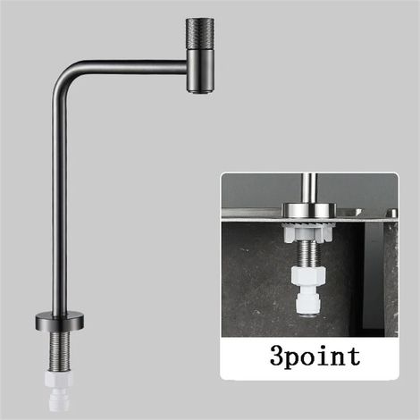 Robinet de cuisine avec filtre à eau (gris, 3 points) : système de filtration d'eau potable pivotant à 360° pour évier de cuisine ou bar. (1/5)