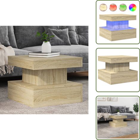 The Living Store Table basse avec lumières LED chêne sonoma 50x50x40 cm - Table Basse Design - Table Basse Led - Table Basse Lumineuse - Table Basse Contemporaine - Meuble Salon (1/5)
