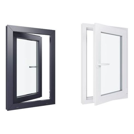 Finestra in PVC - Triplo vetro - Bicolore - Bianco e grigio - 600 mmx900 mm cm