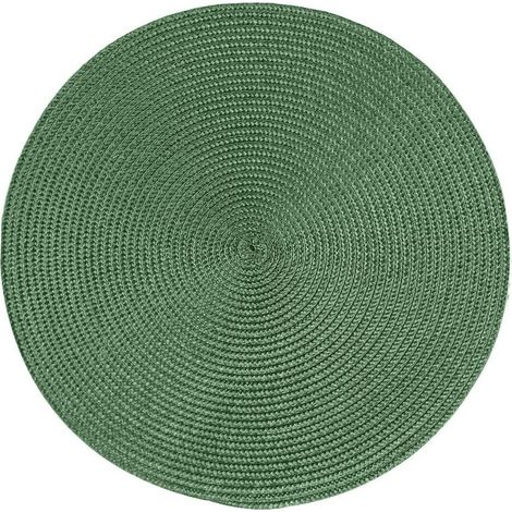 Lot de 6 Sets de Table Ronds tressés pour Tables de Salle à Manger, lavables, antidérapants, 38 cm, Couleur Olive (1/5)