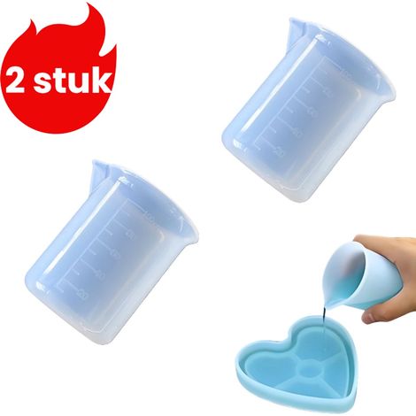 Lot de 2 gobelets doseurs en silicone gradués 100 ml blancs pour bricolage cuisine pâtisserie et travaux de précision (1/5)
