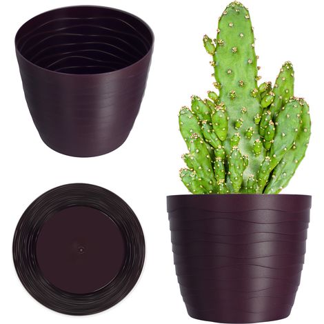 KADAX Blumentopf aus Kunststoff, Pflanztopf, runder Topf, 13 cm, Pflaume