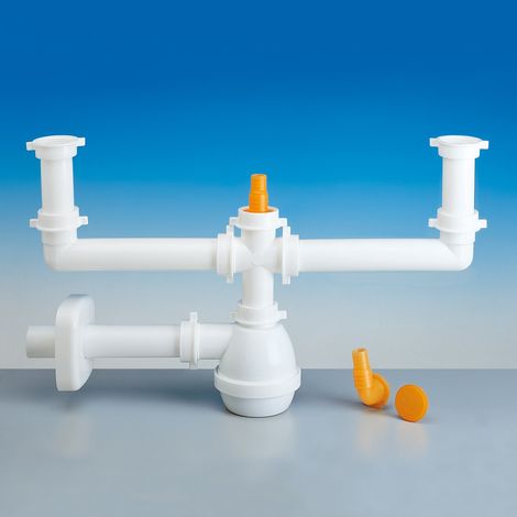 SIFONE 2 VIE SENZA PILETTA PER LAVELLO ACCIAIO/CERAMICA CON ATTACCO LAVASTOVIGLIE 11/2ø40 LIRA SPA