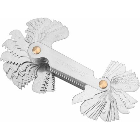 Metrische Gewindelehre, 58 Klingen, Stellschraube, Gewindesteigung, Schneidlehre, metrisches Zollsystem