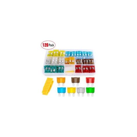 Surtido de 120 mini fusibles de cuchilla para coches, autocaravanas, camiones y motocicletas - Crezuo
