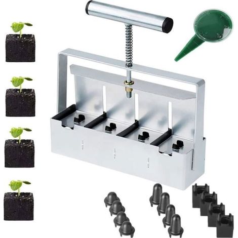 Bloc de Terreau Manuel 4pcs 5cm pour Planter des Graines Presse Motte pour Semis Outil pour Planter des Graines de Jardin en Extéri (1/4)