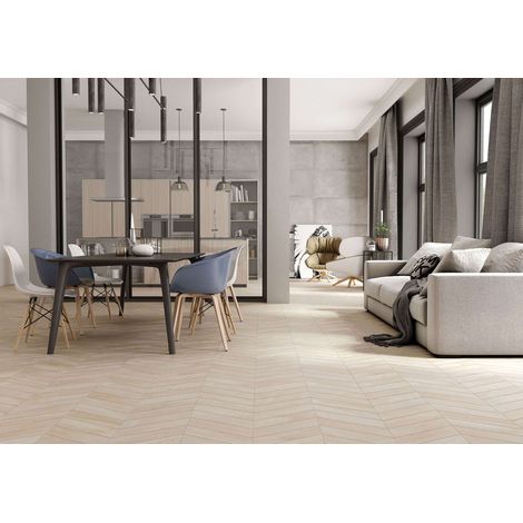 Carrelage sol / mur effet bois design chevron 60x120 cm ARTWOOD CHEVRON BONE (vendu par boite de 1.44m2)