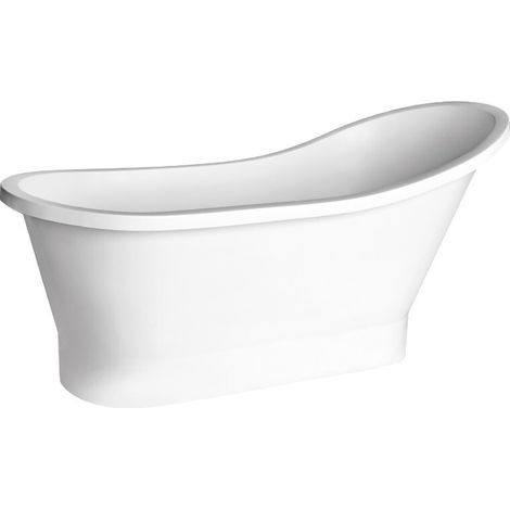 Baignoire îlot blanc mat avec bonde noir GLORIA 160x68 (1/3)