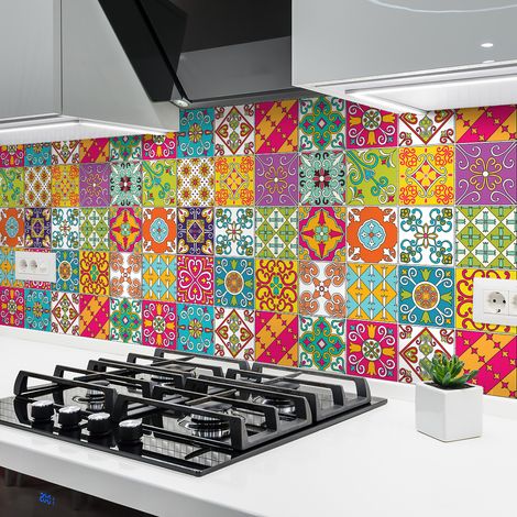 Sticker Mural Carrelage adhésif Cuisine Salle de Bain - 24 STICKERS CARRELAGES AZULEJOS ARMONDO - 24stickers10x10cm (1/5)