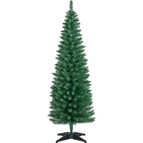 Homevive Árbol de Navidad Estrecho de 154 cm Árbol de Navidad Artificial de Lápices con 294 Puntas Retardantes de Llama con Soporte Incluido para Decoración Navideña en Interiores Verde (1/5)
