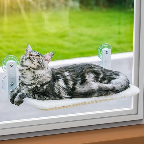 Hamac Fenetre Pliable Lit pour Chat avec des Ventouses blanc M