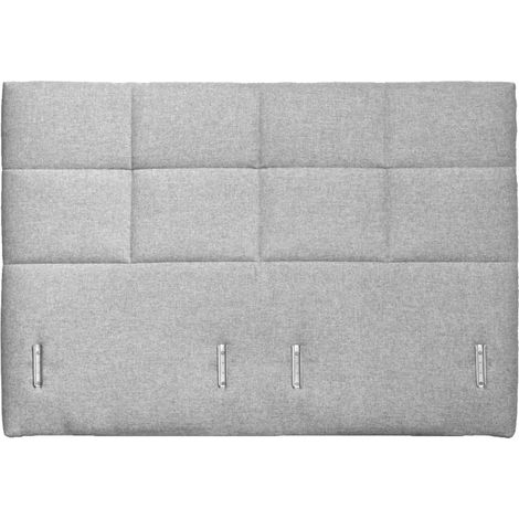 Tête de lit 180 cm en tissu capitonné gris clair pour lit 180 – AISHA (1/5)