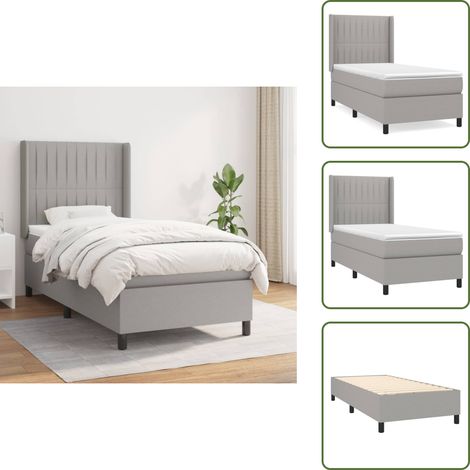Boxspringbett mit Matratze Hellgrau 90x200 cm Stoff - Boxspringbett - Doppelbett - Bettenrahmen - Lattenrost - Matratze