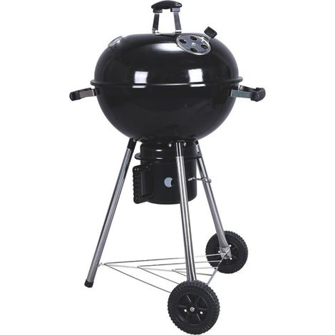 Barbecue à Charbon de Bois sur Trépied Ø57cm Grille Cuisson & Couvercle Thermostat Bac à cendres Barbecue rond 2 roues INTEC (1/5)