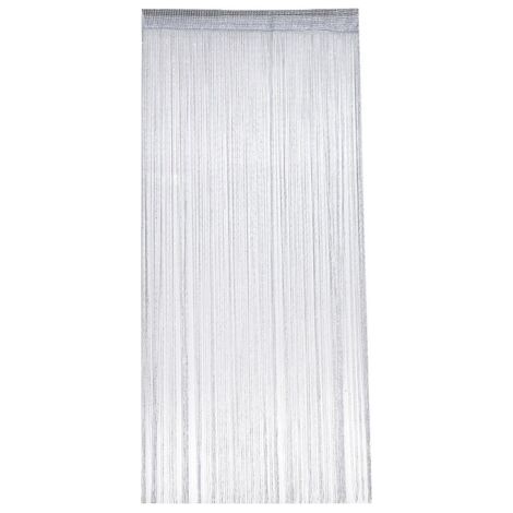 QORVA-Moustiquaire de porte, 100 x 200 cm, polyester, gris argenté, avec paillettes, anti-mouches et fil argenté, décorative.