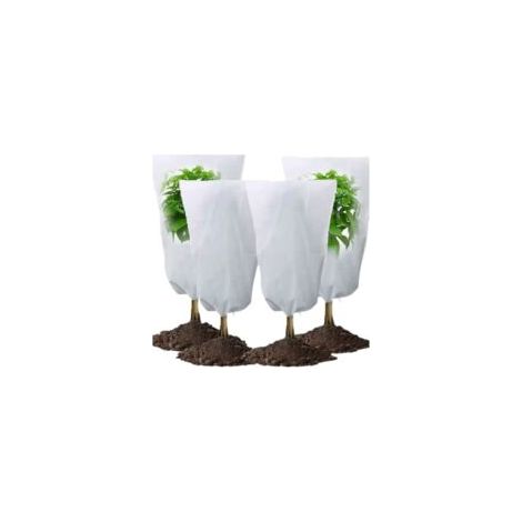 Lot de 4 Housse Hivernage Plante avec Cordon Polypropylème 70g/m² ,80x60cm,blanc (1/5)