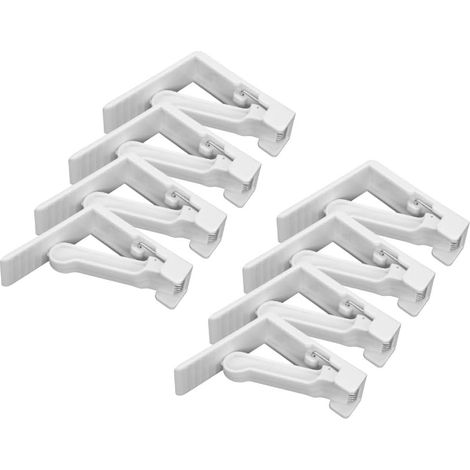 Lot de 8 Pinces à nappe, Mécanisme à ressort, Plastique blanc, 5,5 cm, Pour table intérieure et extérieure