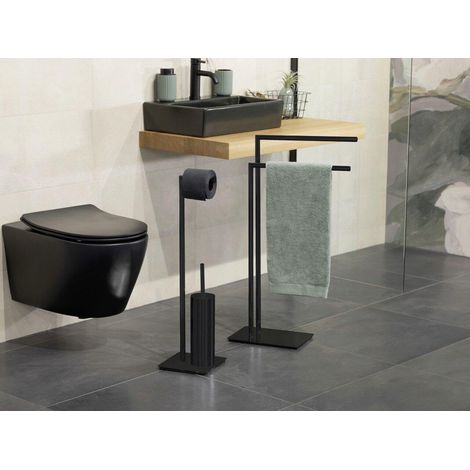 Wenko Servidor WC Moderno Negro Compacto y Robusto