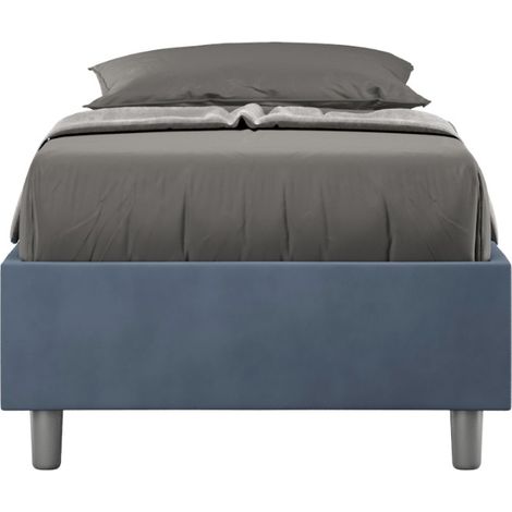 Cadre de lit 39cm en microfibre Avika - Minimalisme et Modernité Sommier-Bleu foncé-90x190-Option Sommier (1/5)