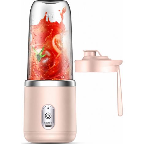 Blender Portable Rechargeable Rose, Gobelet Individuel sans Couvercle, 6 Lames en Acier Inoxydable (1/5)