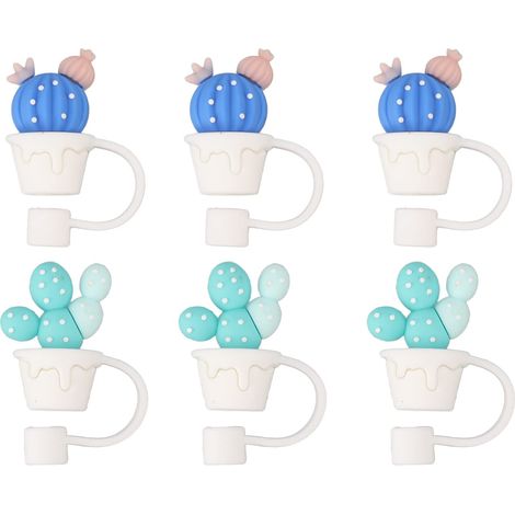 6 Pièces Capuchon de Couverture de Paille Dessin animé Mignon Toppers en Silicone Réutilisables Embouts à Boire Couvercles Bouchons Anti-poussière et Hygiène (Tapez B). (1/5)