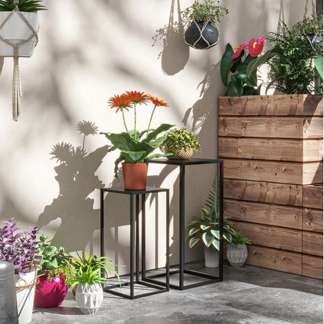 Portavasi set da 2 in acciaio nero, stile scandinavo HAVRYA (1/5)