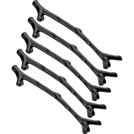 5Pcs Branches D’Arbre Meubles Poignées, Brindille en Alliage de Zinc Tire Poignées de Porte D’Armoire Boutons de Tiroir en Métal, pour Cuisine/Chambre/Salle de Bain (noir) (1/5)
