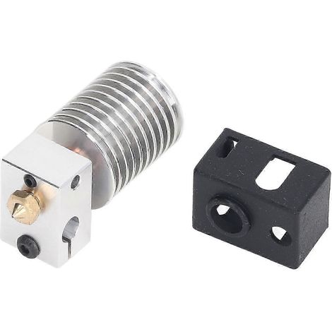 Kit d'extrudeuse imprimante 3D : bloc chauffant aluminium, buse laiton 0,4 mm, tube téflon, col bimétallique, manchon silicone, pièces de rechange pour hotend (1/5)