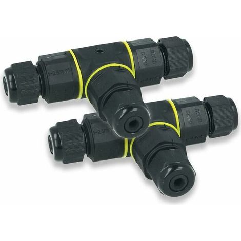 Lot de 2 raccords étanches en T, IP68, section maximale de 2,5 mm² [Classe énergétique A]