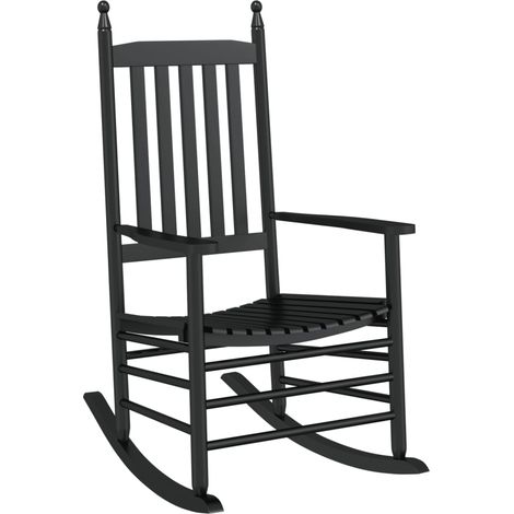 Fauteuil à bascule d'allaitement rembourré relax pour salon avec siège incurvé en bois noir DEC028856 (1/5)